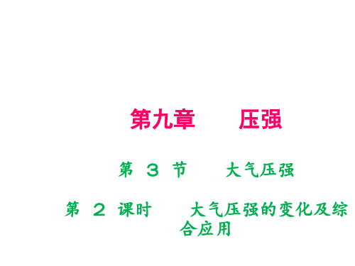 2018-2019学年人教版八年级物理下册 9.3 大气压强--2 大气压强的变化及综合应用 教学课件