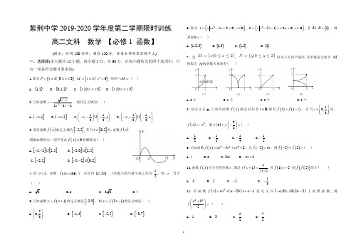 2020年高二第二学期限时训练(文科)