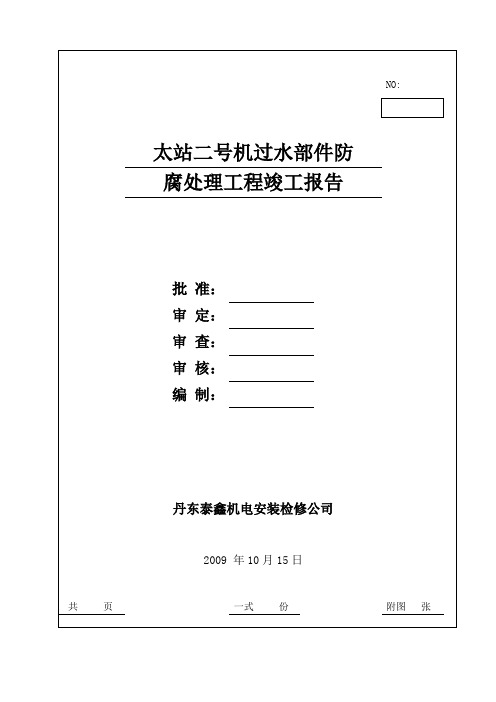 太站二号机过水部件防腐处理工程竣工报告