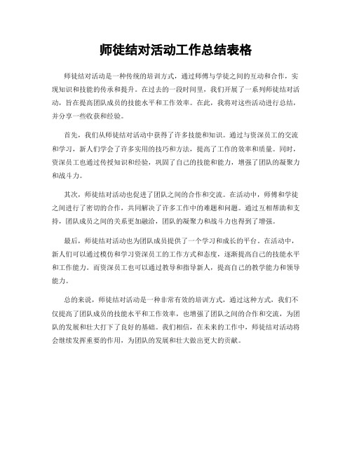 师徒结对活动工作总结表格