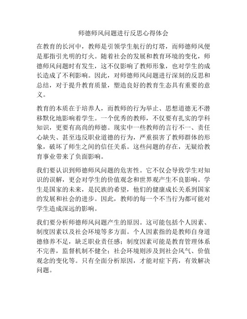 师德师风问题进行反思心得体会