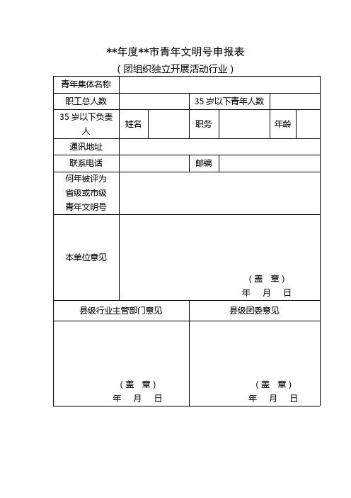 年度青年文明号申报表