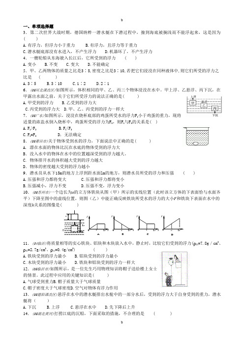 浮力经典练习题带答案