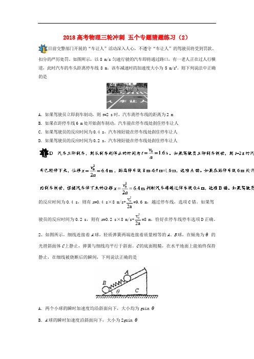 高考物理三轮冲刺 五个专题猜题练习(2)