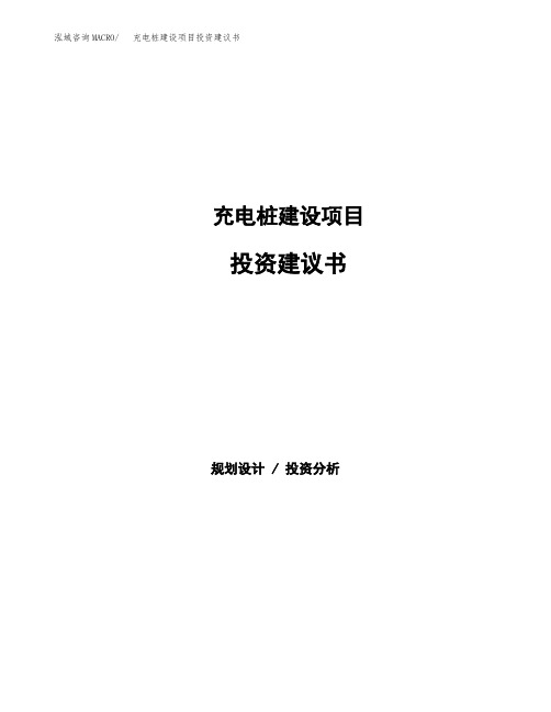 充电桩建设项目投资建议书(总投资8000万元)