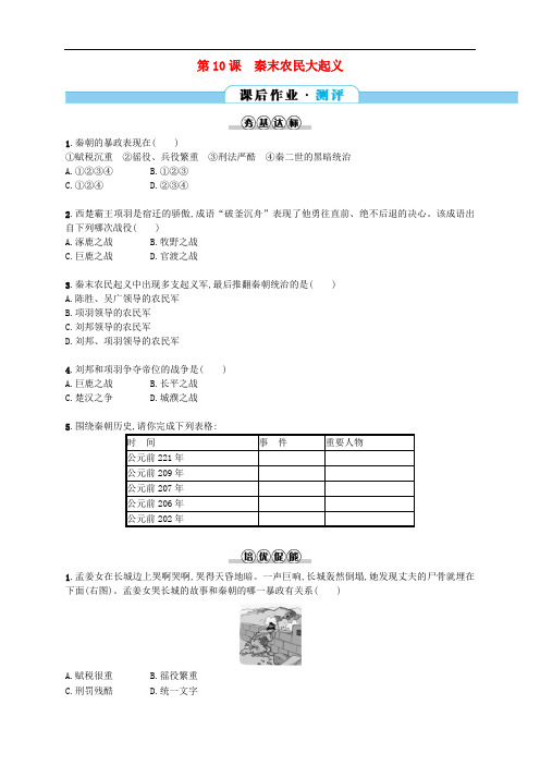 第10课 秦末农民大起义 练习题及答案