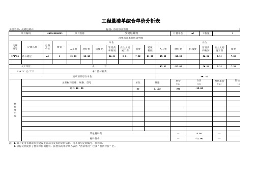 反滤包碎石单价分析(水利工程)