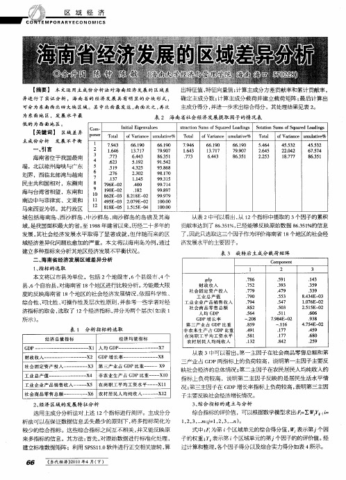 海南省经济发展的区域差异分析