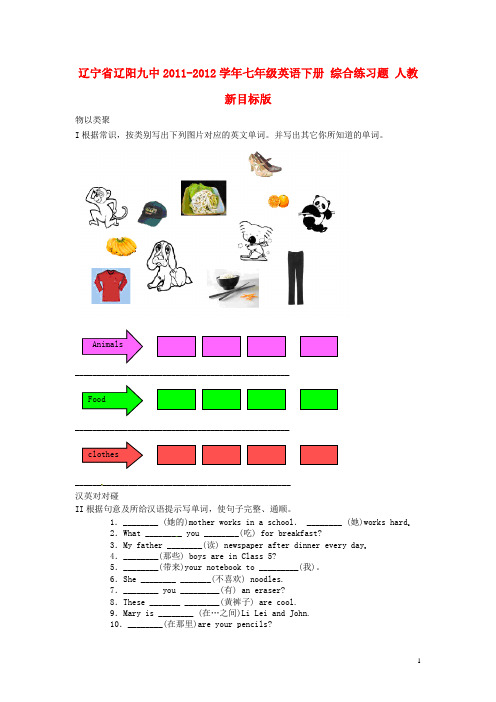 辽宁省辽阳九中七年级英语下册 综合练习题 人教新目标版