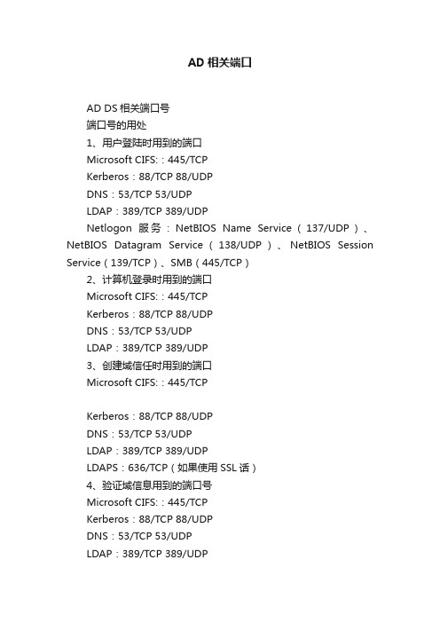 AD相关端口