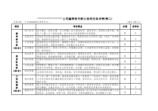 基层党支部分类定级自评参考标准