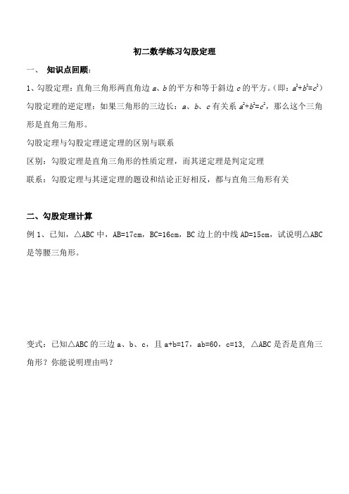 (典型较难)初二数学勾股定理-初二数学勾股定理练习-初二数学勾股定理复习