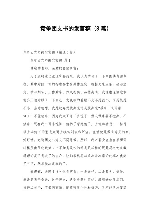 竞争团支书的发言稿(3篇)