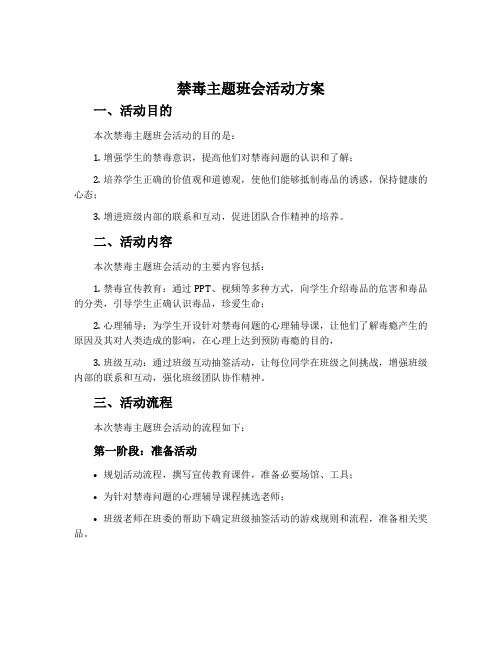 《禁毒》主题班会活动方案