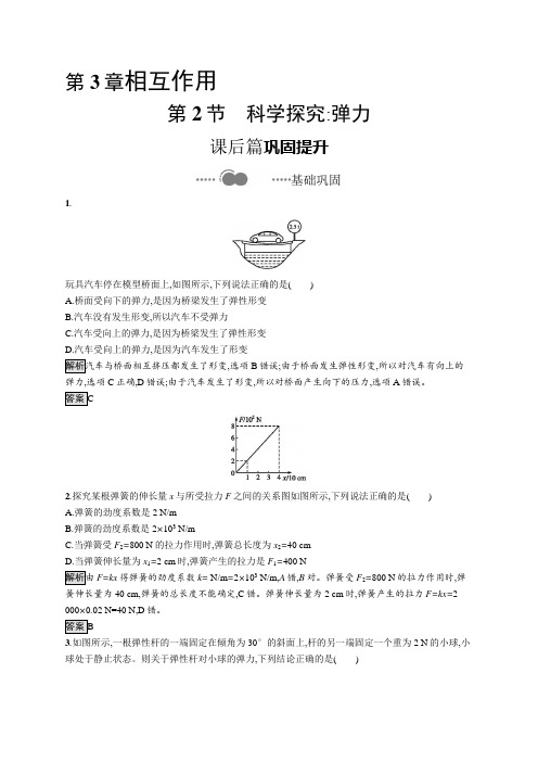 2020-2021学年高中新教材鲁科版物理必修第一册习题：第3章 第2节 科学探究 弹力 Word版