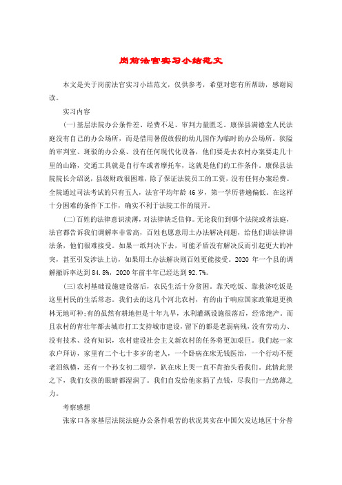 岗前法官实习小结范文