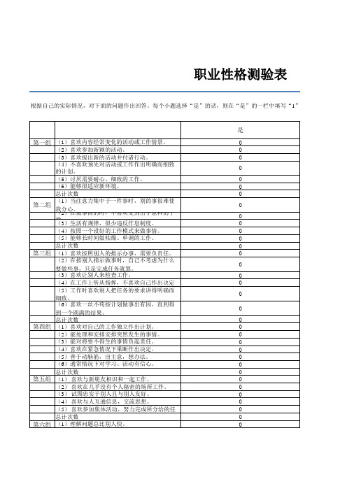 职业性格量表