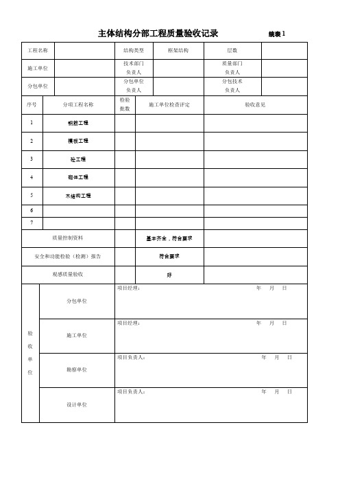 主体结构分部工程质量验收记录11