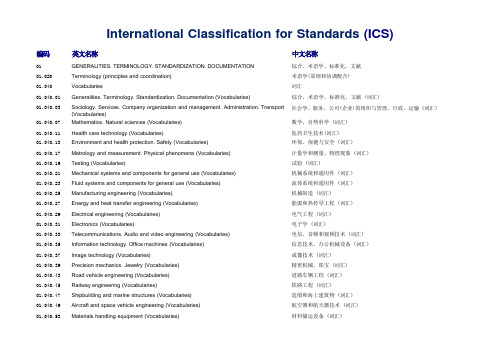 ICS国际标准分类法