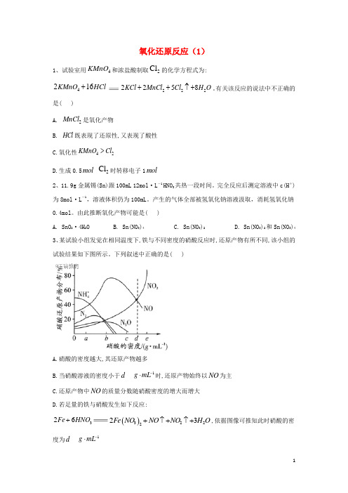 2025届高考化学二轮复习专题四氧化还原反应1专项测试含解析