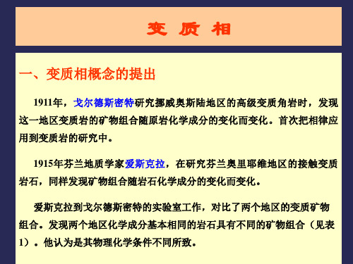 变质相简介