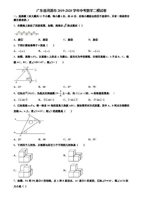 广东省河源市2019-2020学年中考数学二模试卷含解析