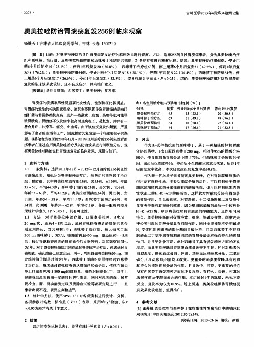 奥美拉唑防治胃溃疡复发256例临床观察