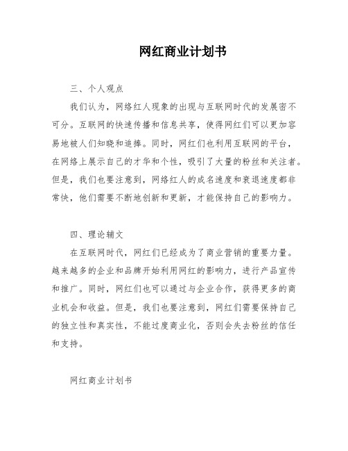 网红商业计划书