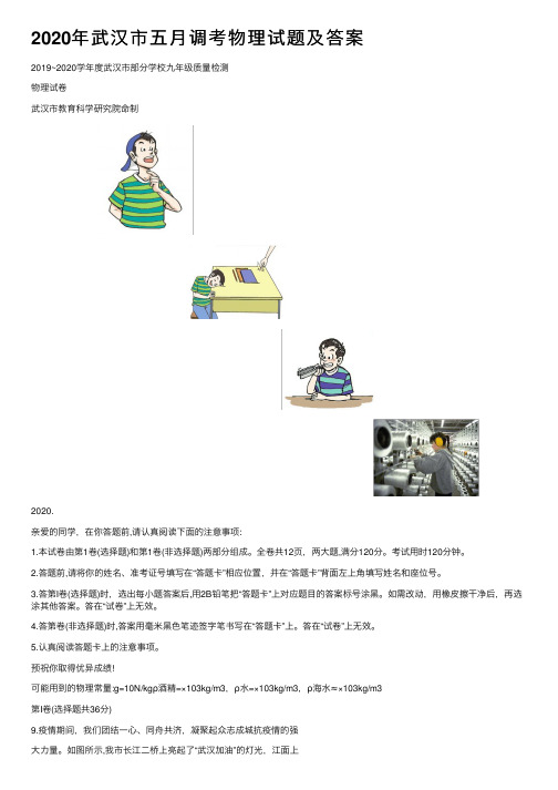 2020年武汉市五月调考物理试题及答案