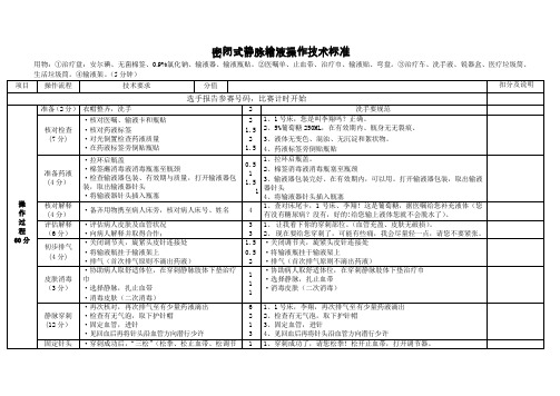 密闭式静脉输液操作技术标准