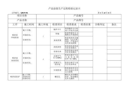 QR19-06 产品涂装生产过程检验记录表