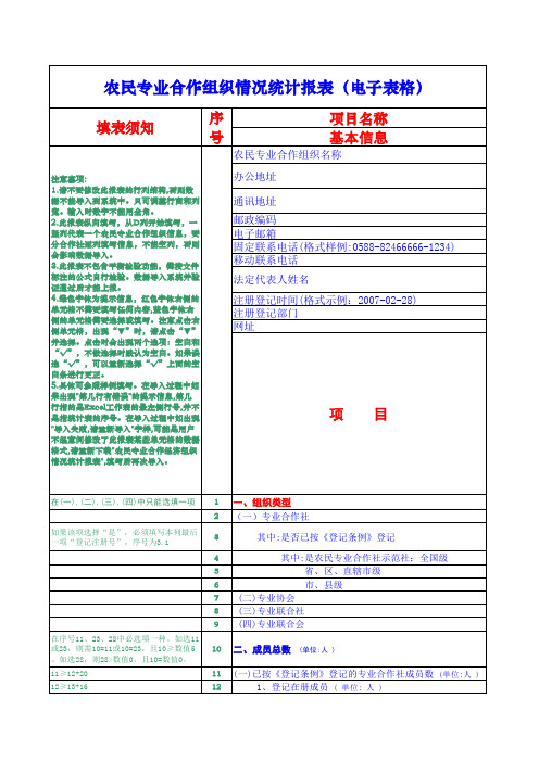 农民专业合作经济组织情况统计报表(电子表格)