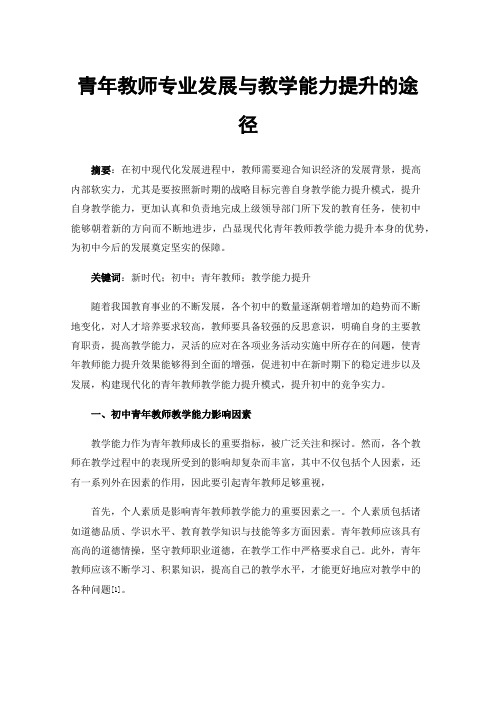 青年教师专业发展与教学能力提升的途径