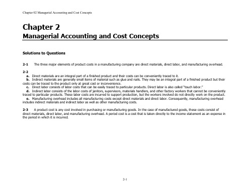 Managerial Accounting14th Edition Solution Chap002