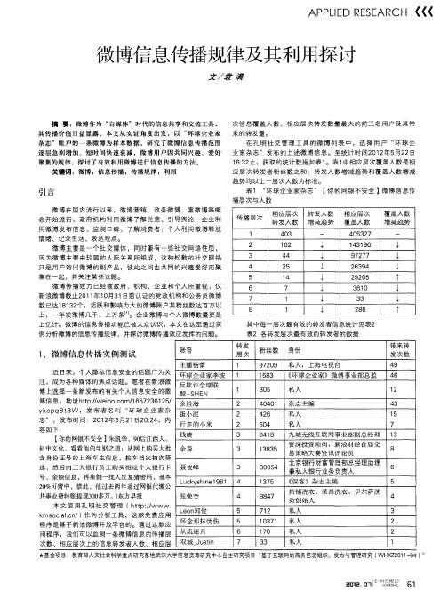 微博信息传播规律及其利用探讨