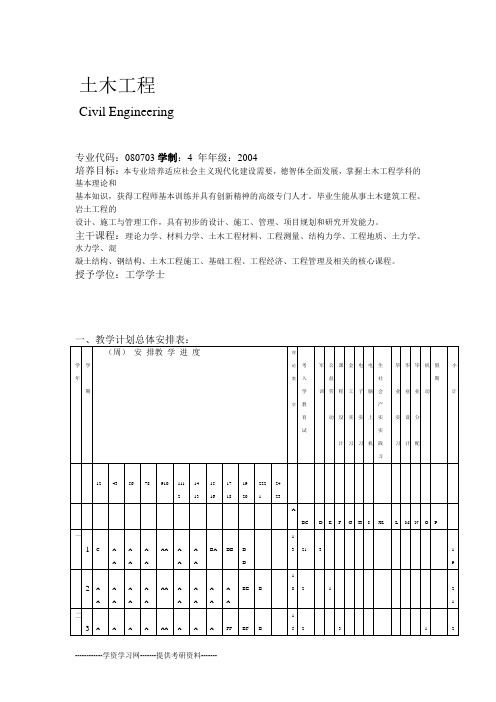 土木工程专业新教学计划课程设置方案