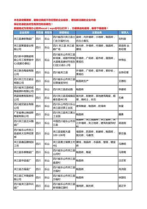 2020新版四川省乐山面砖-墙砖-地砖工商企业公司名录名单黄页联系方式大全69家