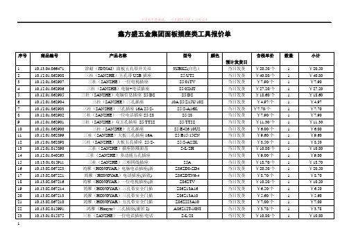 鑫方盛五金集团面板插座类工具报价单