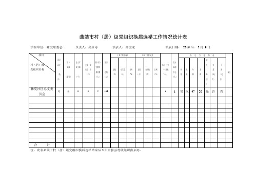 村级党组织换届选举工作情况统计表