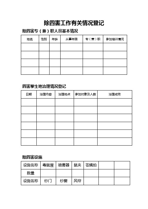 宁洱镇除“四害”杀灭记录表