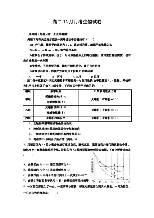 高二12月月考生物试卷.doc