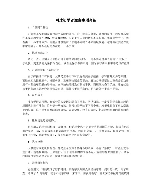 网球初学者注意事项介绍