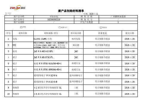 07新产品初始材料清单-4.11