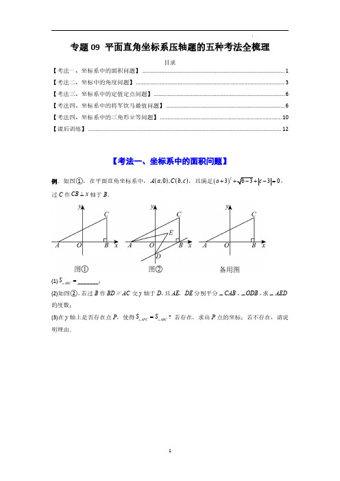 北师大版八年级数学上学期压轴题攻略专题09 平面直角坐标系压轴题的五种考法全梳理(原卷版)