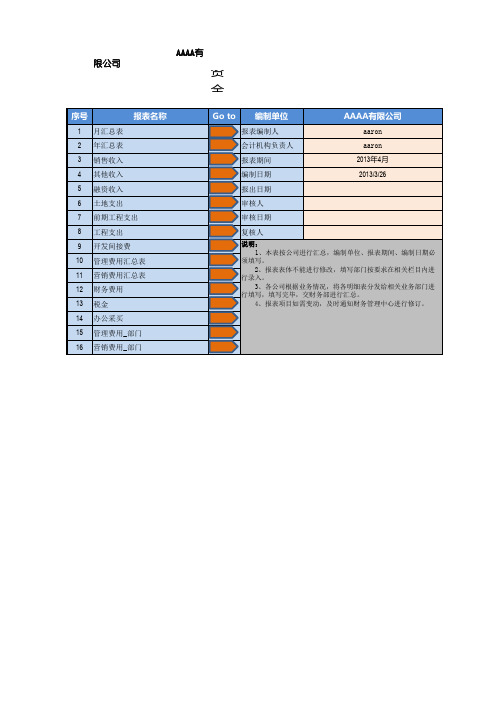 房地产开发企业资金计划表模板