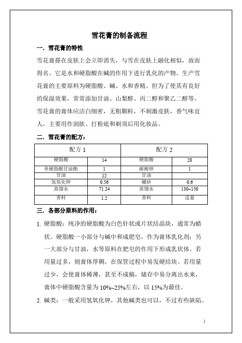 雪花膏生产工艺流程
