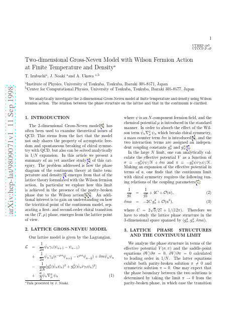 Two-dimensional Gross-Neveu Model with Wilson Fermion Action at Finite Temperature and Dens