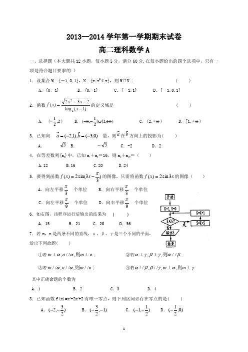 必修一至必修五理科综合测试