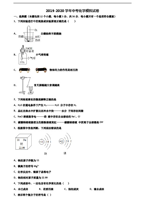 天津市河东区2020中考化学统考试题