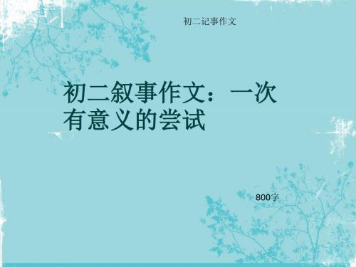 初二记事作文《初二叙事作文：一次有意义的尝试》800字(总11页PPT)